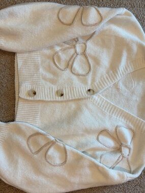Altar'd State Cream Floral Appliqué Cardigan Sweater